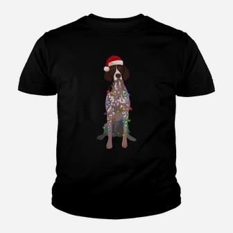 German Shorthaired Pointer Christmas Lights Xmas Dog Lover Sweatshirt Youth T-shirt | Crazezy