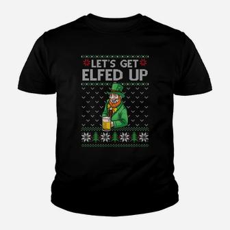 Get Elfed Up Elf Drink Beer Irish Funny Xmas Ireland Sweatshirt Youth T-shirt | Crazezy