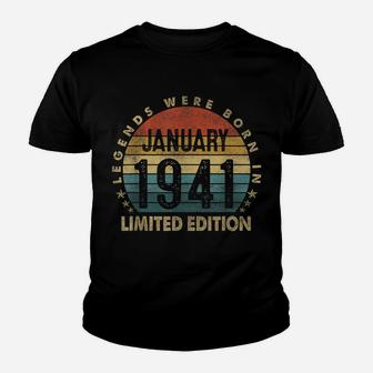 Gift 80 Years Old Legends January 1941 80Th Birthday Gifts Youth T-shirt | Crazezy CA