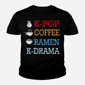 Gift For Korean Lovers Kdrama Coffee Kpop Ramen Youth T-shirt | Crazezy