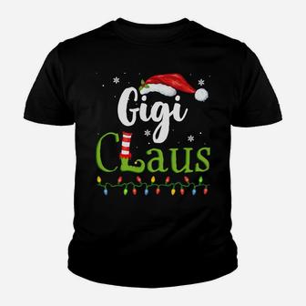 Gigi Claus Funny Grandma Santa Pajamas Christmas Gift Idea Youth T-shirt | Crazezy