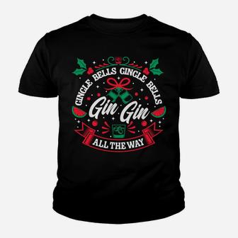 Gin Lover Xmas Saying Gin Bells Ugly Christmas Sweatshirt Youth T-shirt | Crazezy