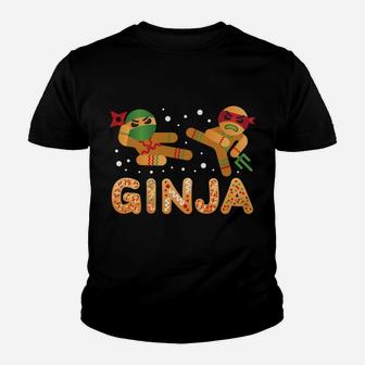 Ginja Gingerbread Man Ninja Funny Christmas Text Design Sweatshirt Youth T-shirt | Crazezy