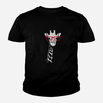 Giraffe With Red Glasses Youth T-shirt | Crazezy UK