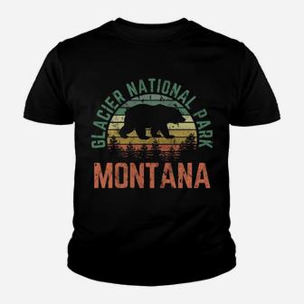 Glacier National Park Montana Bear Nature Outdoors Vintage Youth T-shirt | Crazezy AU