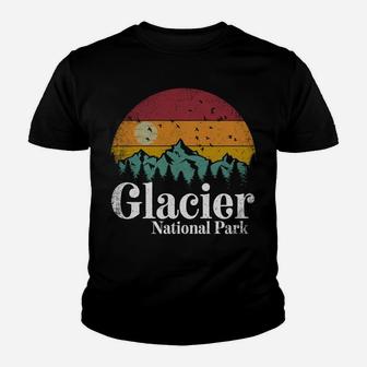 Glacier National Park Retro Style Hiking Vintage Camping Sweatshirt Youth T-shirt | Crazezy UK