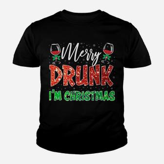 Glass Of Red Wine Merry Drunk I'm Christmas Funny Xmas Gift Youth T-shirt | Crazezy AU