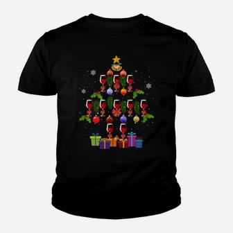 Glasses Of Wine Christmas Tree Xmas Gift For Wine Lover Sweatshirt Youth T-shirt | Crazezy AU