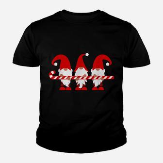 Gnome Holding Candy Cane Christmas Xmas Outfit Youth T-shirt | Crazezy
