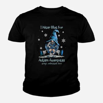 Gnome I Wear Blue For Autism Awareness Accept Understand Youth T-shirt - Monsterry CA