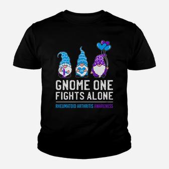 Gnome One Fights Alone Rheumatoid Arthritis Awareness Ribbon Youth T-shirt | Crazezy UK