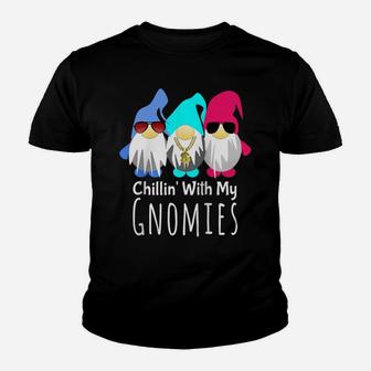 Gnome Shirt Chillin With My Gnomies Mythical Gnome Gift Raglan Baseball Tee Youth T-shirt | Crazezy DE