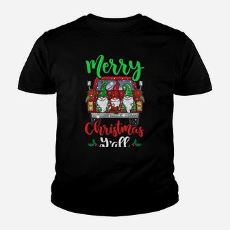 Gnomes Red Truck Xmas Gift Merry Christmas Y'all Sweatshirt Youth T-shirt | Crazezy CA