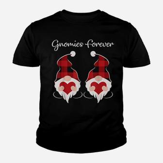 Gnomies Forever Valentine Gnome Red Plaid Couples Matching Youth T-shirt - Monsterry CA