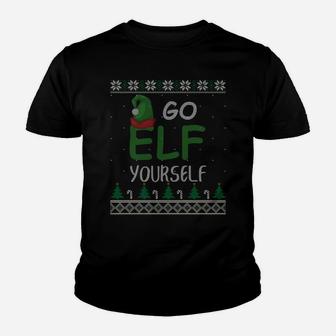 Go Elf Yourself Funny Christmas Pun Gift Sweatshirt Youth T-shirt | Crazezy AU