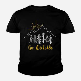 Go Outside Outdoor Adventure Hiking Camping Tee Youth T-shirt | Crazezy