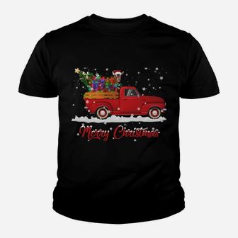 Goat Animal Riding Red Truck Christmas Youth T-shirt | Crazezy