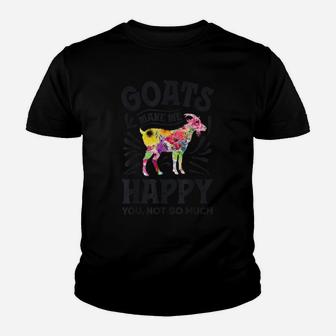 Goats Make Me Happy You Not So Much Goat Silhouette Flower Youth T-shirt | Crazezy DE