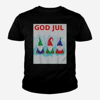 God Jul Scandinavian Merry Christmas Tomte Elf Gnome Youth T-shirt | Crazezy