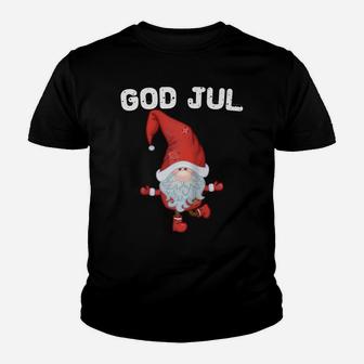 God Jul Swedish Merry Christmas Sweden Tomte Gnome Raglan Baseball Tee Youth T-shirt | Crazezy UK
