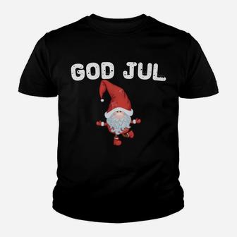 God Jul Swedish Merry Christmas Sweden Tomte Gnome Youth T-shirt | Crazezy