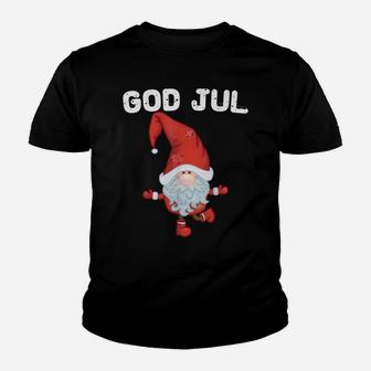 God Jul Swedish Merry Christmas Sweden Tomte Gnome Youth T-shirt | Crazezy CA