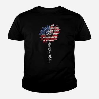 Gode Daisy American Flag God Bless Usa Patriotic Flower Youth T-shirt | Crazezy
