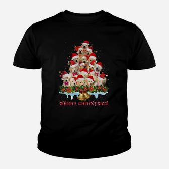 Golden Retriever Christmas Gift Holly Leaves Santa Hat Youth T-shirt | Crazezy