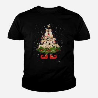 Golden Retriever Christmas Tree Lights Funny Santa Hat Dog Youth T-shirt | Crazezy