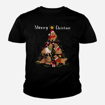 Golden Retriever Christmas Tree Xmas Dog Lover Raglan Baseball Tee Youth T-shirt | Crazezy