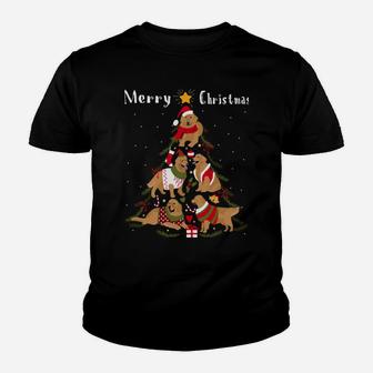 Golden Retriever Christmas Tree Xmas Dog Lover Youth T-shirt | Crazezy