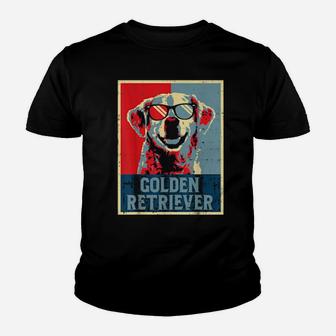 Golden Retriever Obama Poster Vintage Dog Owner Youth T-shirt - Monsterry