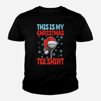 Golf Tee Pun, Golf Ball Wearing Santa Hat, Christmas Golfing Youth T-shirt | Crazezy AU