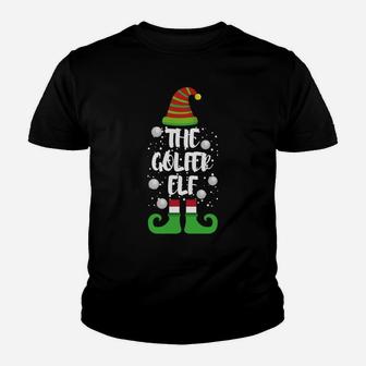 Golfer Elf Family Christmas Party Funny Gift Pajama Youth T-shirt | Crazezy