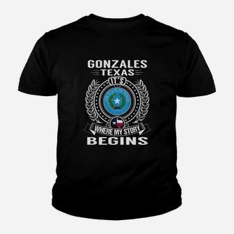 Gonzales Texas Its Where My Story Begins Youth T-shirt - Thegiftio UK