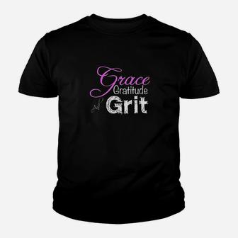 Grace Gratitude And Grit Strong Youth T-shirt | Crazezy UK