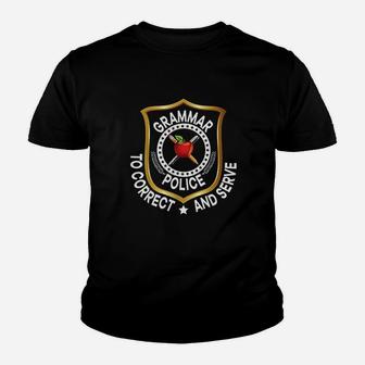 Grammar Police Correct And Serve English Teacher Youth T-shirt | Crazezy