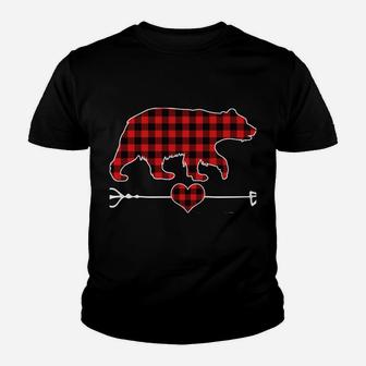 Grammie Bear Christmas Pajama Red Plaid Buffalo Family Gift Youth T-shirt | Crazezy DE