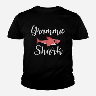 Grammie Shark Funny Grandma Mother Day Youth T-shirt | Crazezy