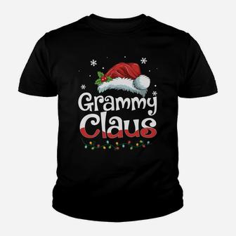 Grammy Claus Santa Hat Matching Family Christmas Pajama Gift Youth T-shirt | Crazezy