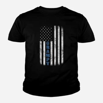 Grampy American Flag Tee Father's Day Grandpa Gift Youth T-shirt | Crazezy
