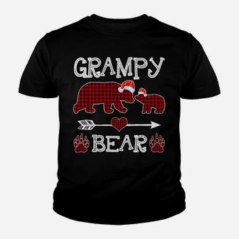 Grampy Bear Christmas Pajama Red Plaid Buffalo Family Youth T-shirt | Crazezy