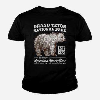 Grand Teton National Park Vintage Retro Bear Wyoming Gift Youth T-shirt | Crazezy UK