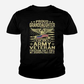 Granddaughter Of An Army Veteran Us Flag Military Family Youth T-shirt | Crazezy CA
