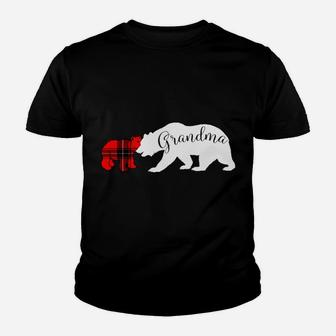 Grandma Bear Hoodie Red Plaid Cub Mom Christmas Ladies Gift Youth T-shirt | Crazezy