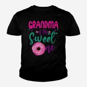 Grandma Of Sweet One 1St B-Day Party Matching Family Donut Youth T-shirt | Crazezy UK
