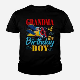 Grandma Of The Birthday Boy Airplane Party Matching Gift Youth T-shirt | Crazezy AU