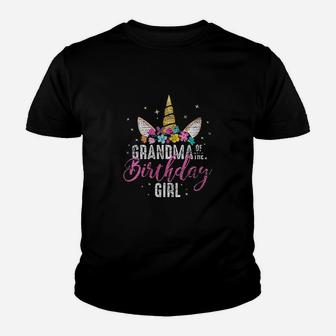Grandma Of The Birthday Girl Grandma Gift Unicorn Birthday Youth T-shirt | Crazezy