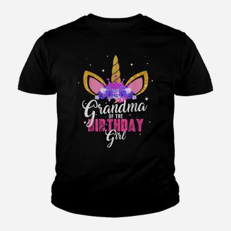 Grandma Of The Birthday Girl Unicorn Princess Grandmother Youth T-shirt | Crazezy DE