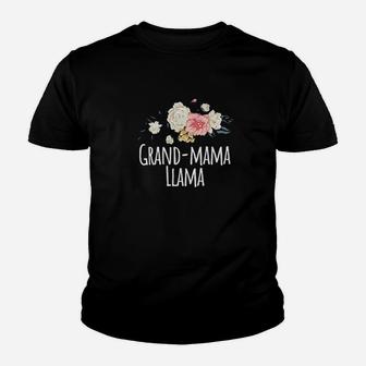 Grandmama Llama Funny Mom Gift Floral Youth T-shirt | Crazezy AU